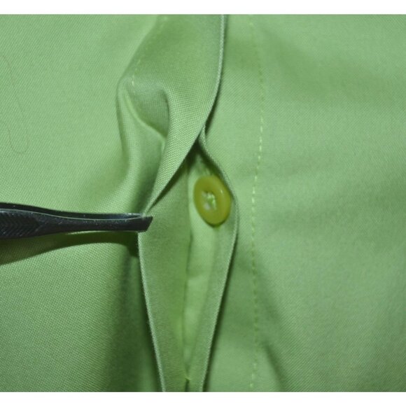 Chico's Lime Green Button Up Long Sleeve Cotton No-Iron Blouse Top Size 1 US M 8 - Picture 3 of 10